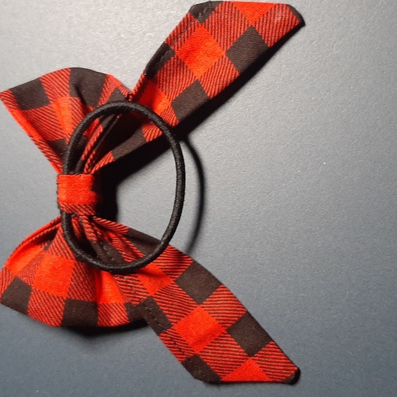 💛 mix-match 10/$20💛Red plaid hair tie bow - Picture 2 of 5